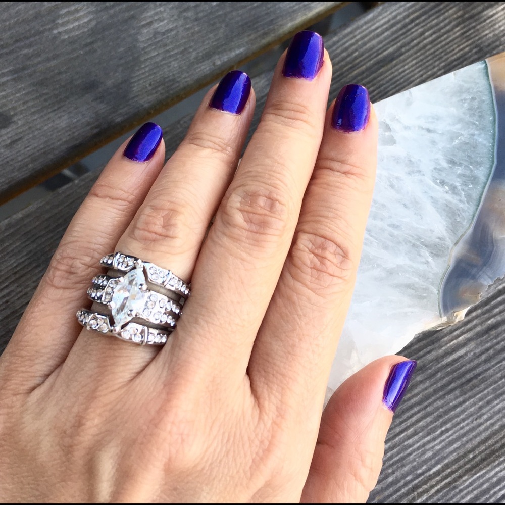 1.5ct Marquise 3 pcs Rings set